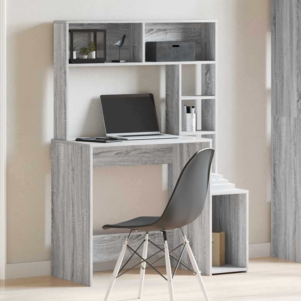 Bureau avec étagères sonoma gris 100x45x140cm bois d'ingénierie Bureaux vidaXL   