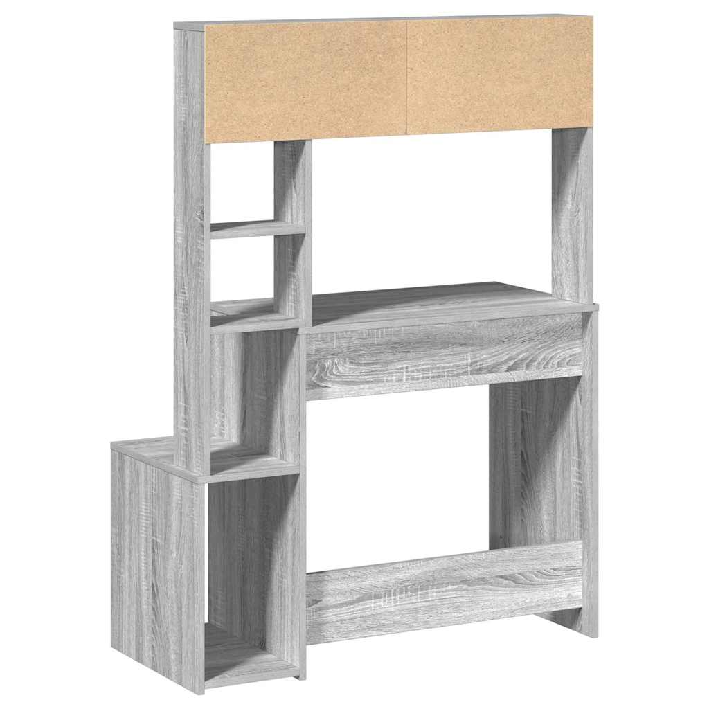 Bureau avec étagères sonoma gris 100x45x140cm bois d'ingénierie Bureaux vidaXL   