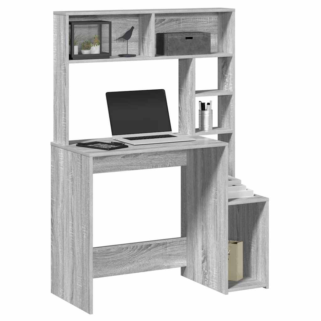 Bureau avec étagères sonoma gris 100x45x140cm bois d'ingénierie Bureaux vidaXL   