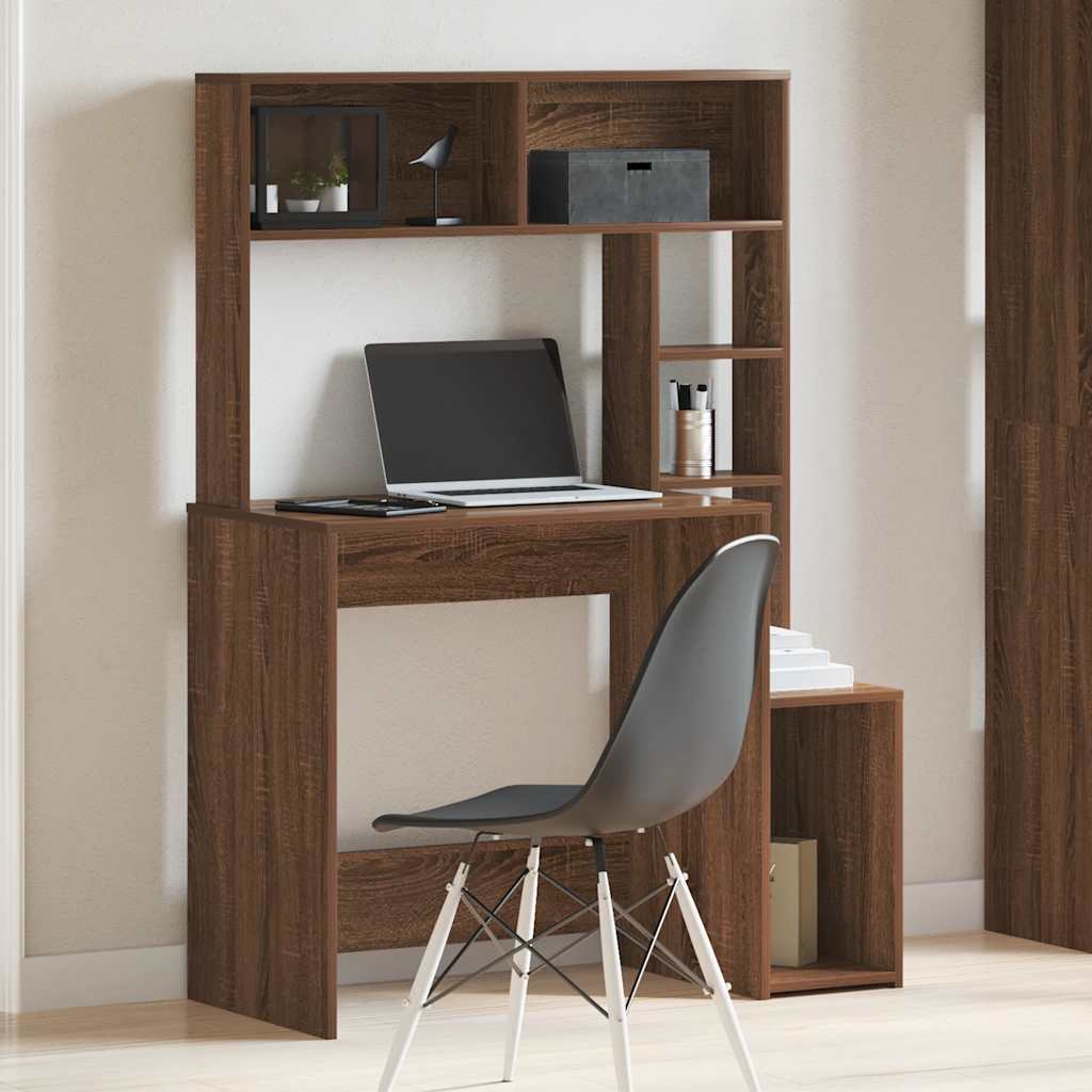 Bureau et étagères chêne marron 100x45x140 cm bois d'ingénierie Bureaux vidaXL   