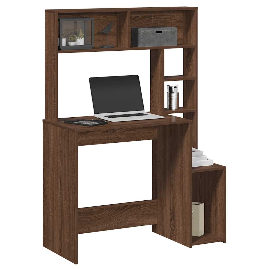 Bureau et étagères chêne marron 100x45x140 cm bois d'ingénierie Bureaux vidaXL   