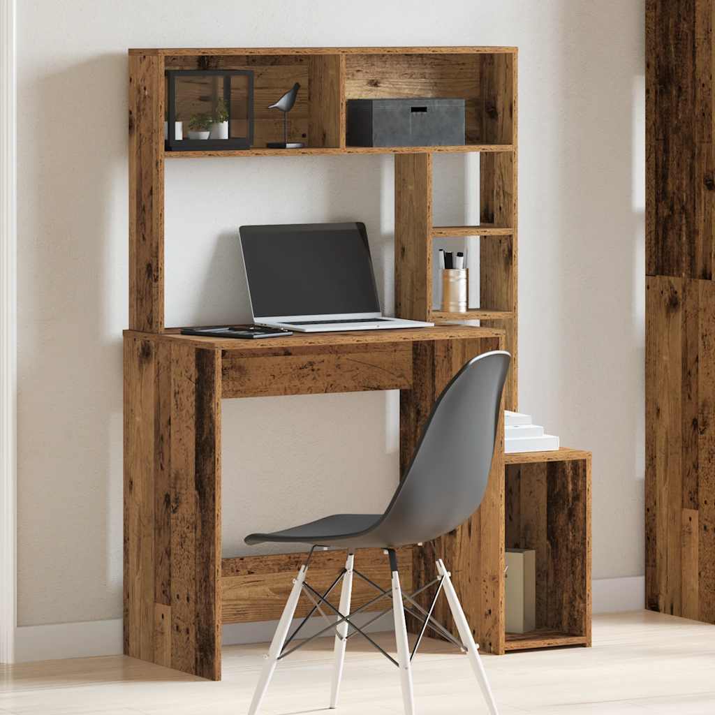 Bureau avec étagères vieux bois 100x45x140 cm bois d'ingénierie Bureaux vidaXL   