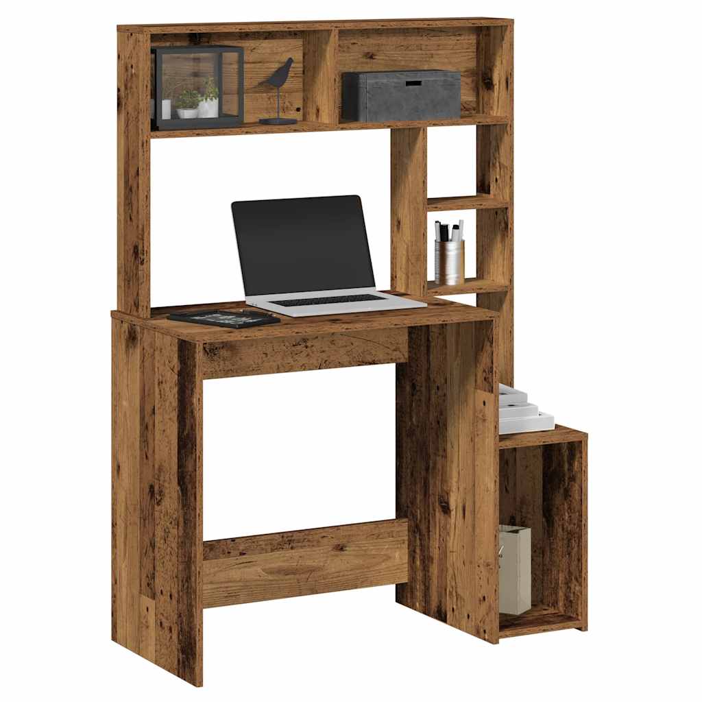 Bureau avec étagères vieux bois 100x45x140 cm bois d'ingénierie Bureaux vidaXL   