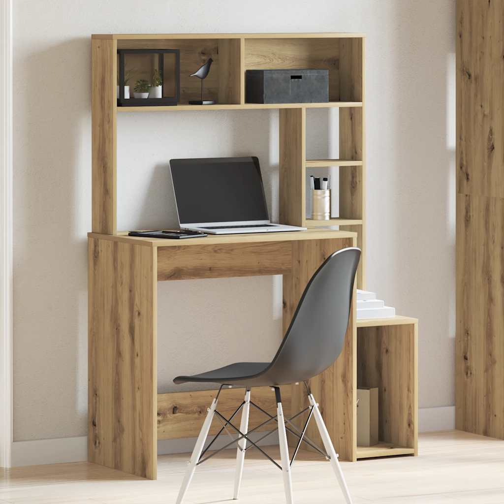 Bureau avec étagères chêne artisanal Bois d'ingénierie Bureaux vidaXL   