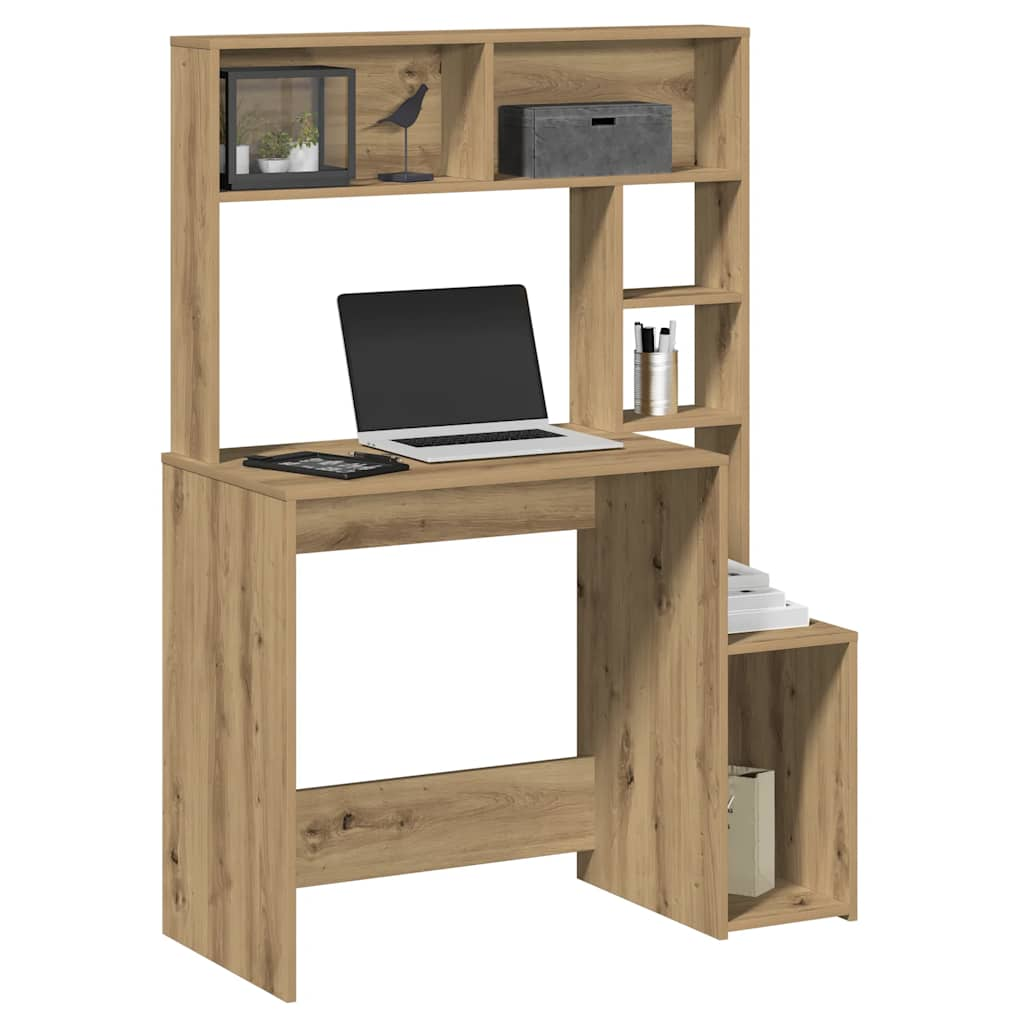 Bureau avec étagères chêne artisanal Bois d'ingénierie Bureaux vidaXL   