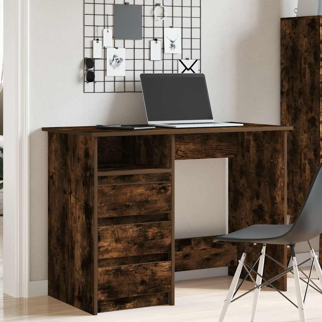 Bureau chêne fumé 102x50x75 cm bois d'ingénierie Bureaux vidaXL   