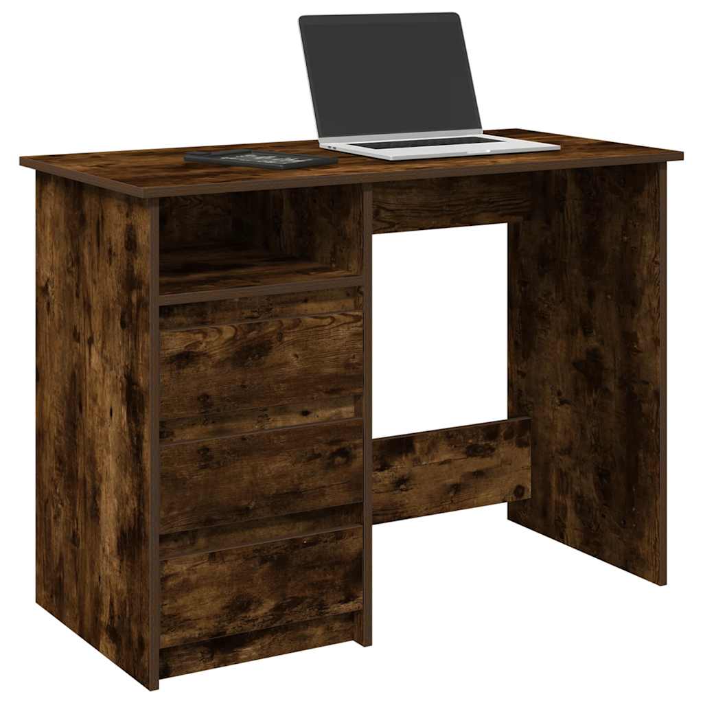 Bureau chêne fumé 102x50x75 cm bois d'ingénierie Bureaux vidaXL   