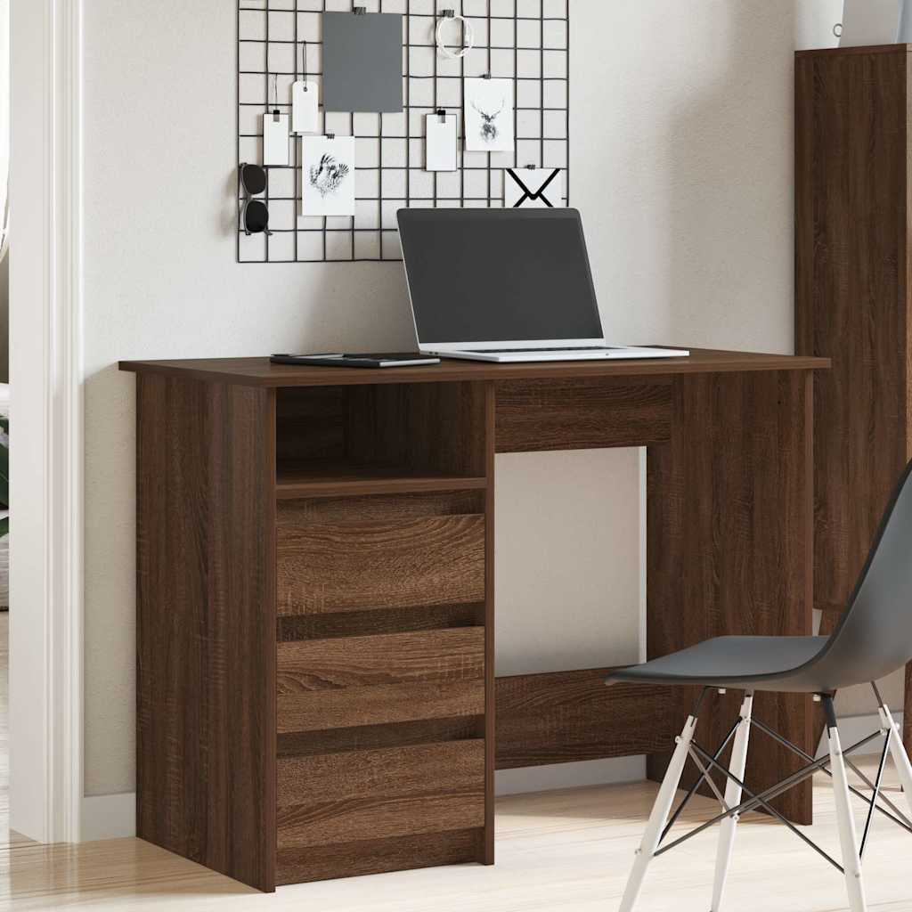 Bureau chêne marron 102x50x75 cm bois d'ingénierie Bureaux vidaXL   