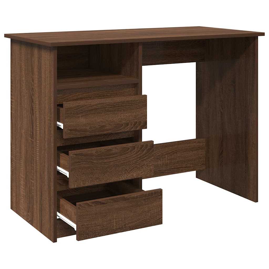 Bureau chêne marron 102x50x75 cm bois d'ingénierie Bureaux vidaXL   