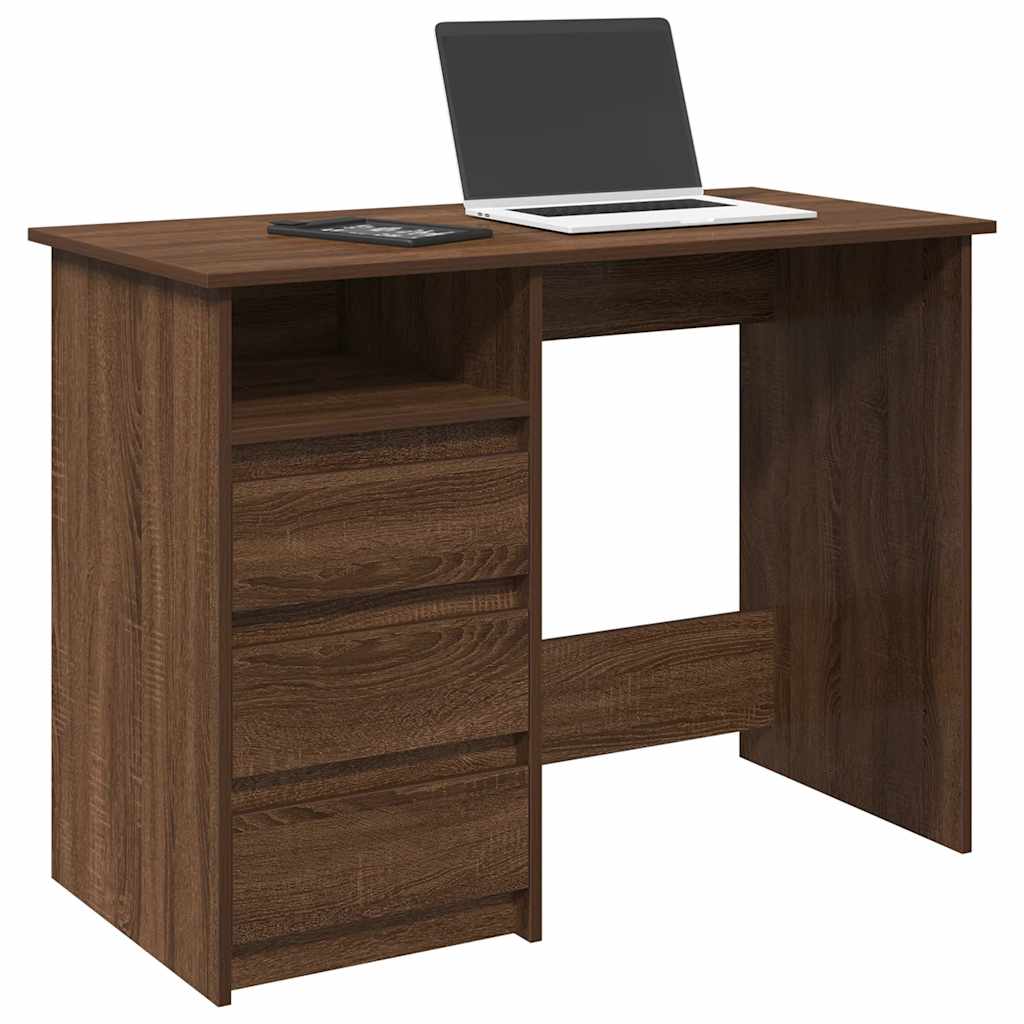 Bureau chêne marron 102x50x75 cm bois d'ingénierie Bureaux vidaXL   