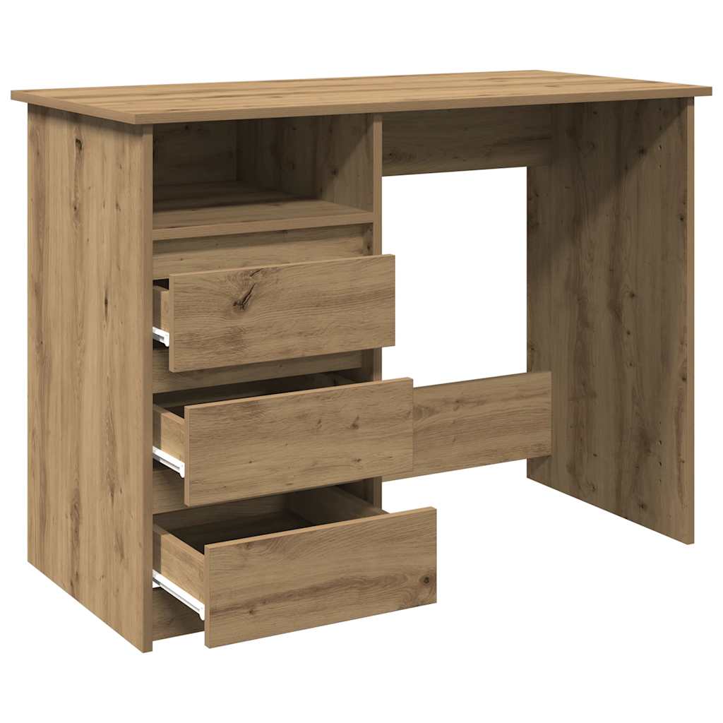 Bureau chêne artisanal 102x50x75 cm bois d'ingénierie Bureaux vidaXL   