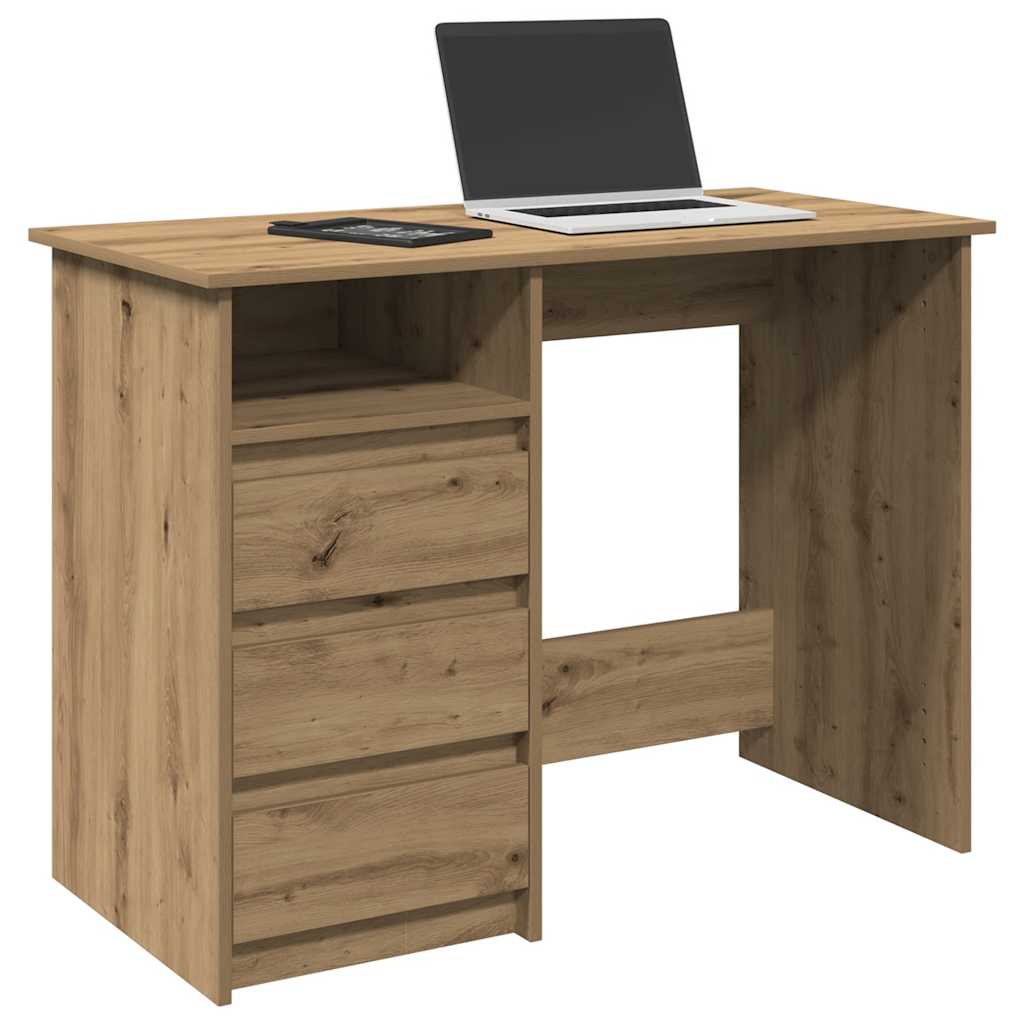 Bureau chêne artisanal 102x50x75 cm bois d'ingénierie Bureaux vidaXL   