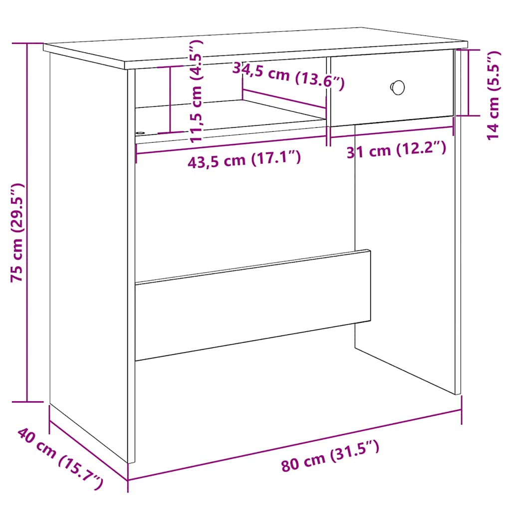 Bureau Blanc 80x40x75 cm Bois d'ingénierie Bureaux vidaXL   