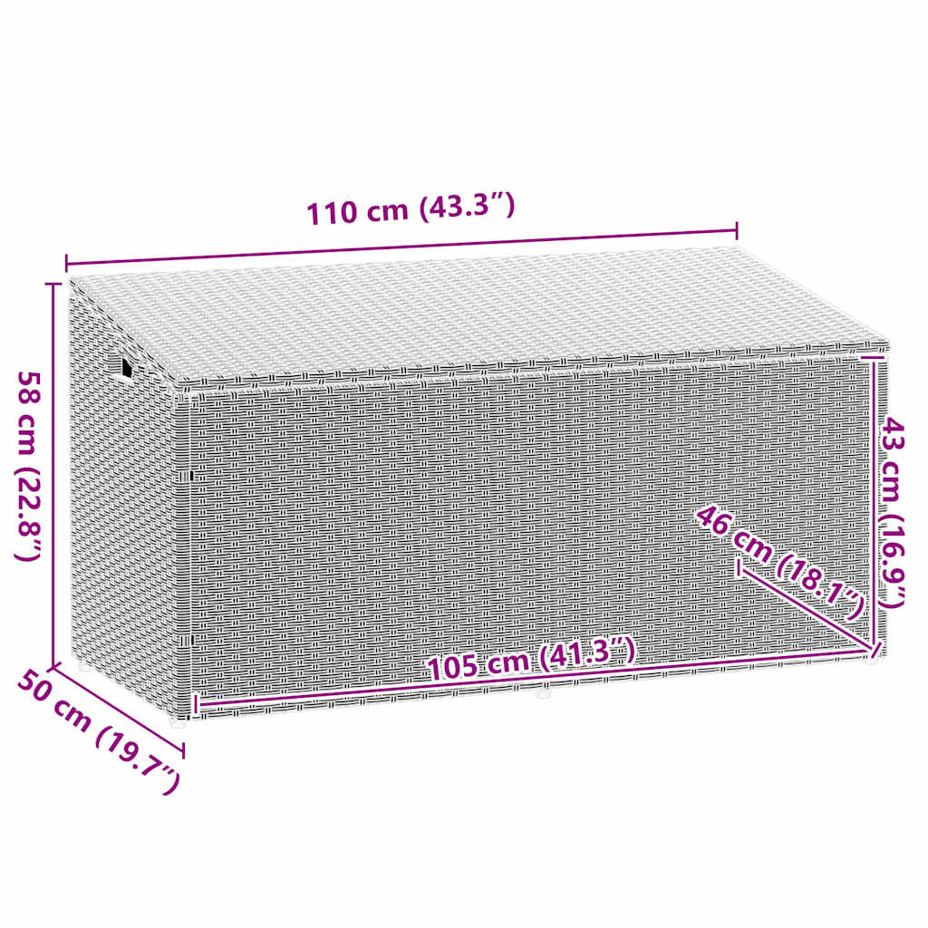 Boîte de rangement de jardin gris clair 110x50x58 cm rotin Coffres de jardin vidaXL