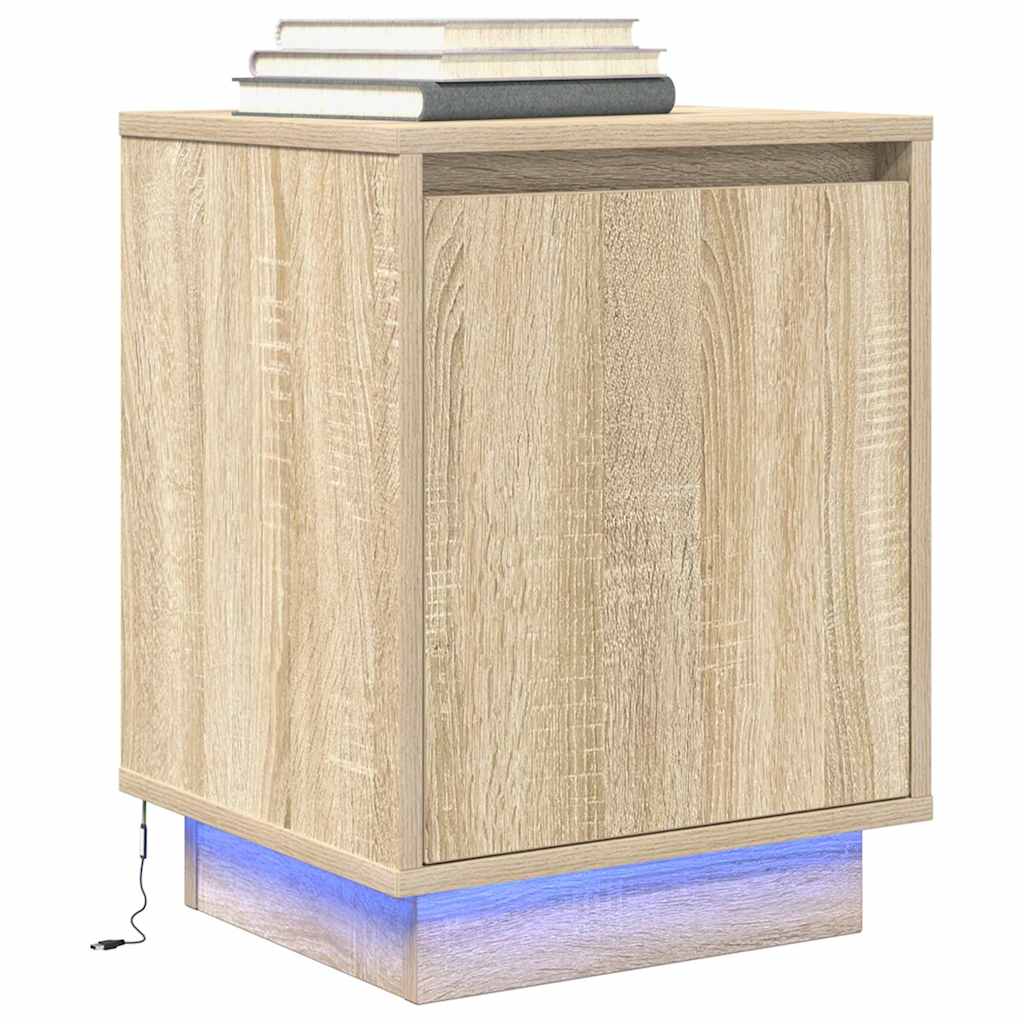 Table de chevet avec lumières LED chêne sonoma 38x34x50 cm Tables de chevet vidaXL