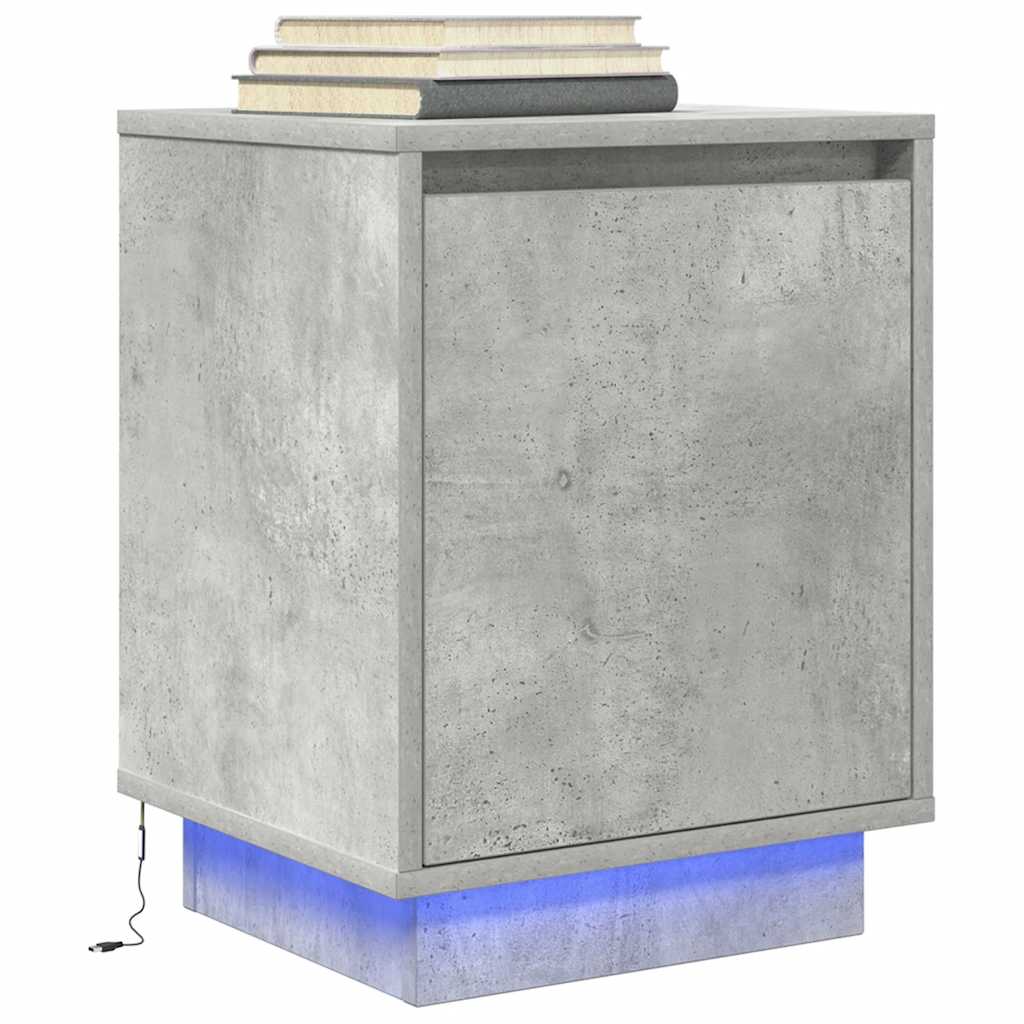 Table de chevet avec lumières LED gris béton 38x34x50 cm Tables de chevet vidaXL