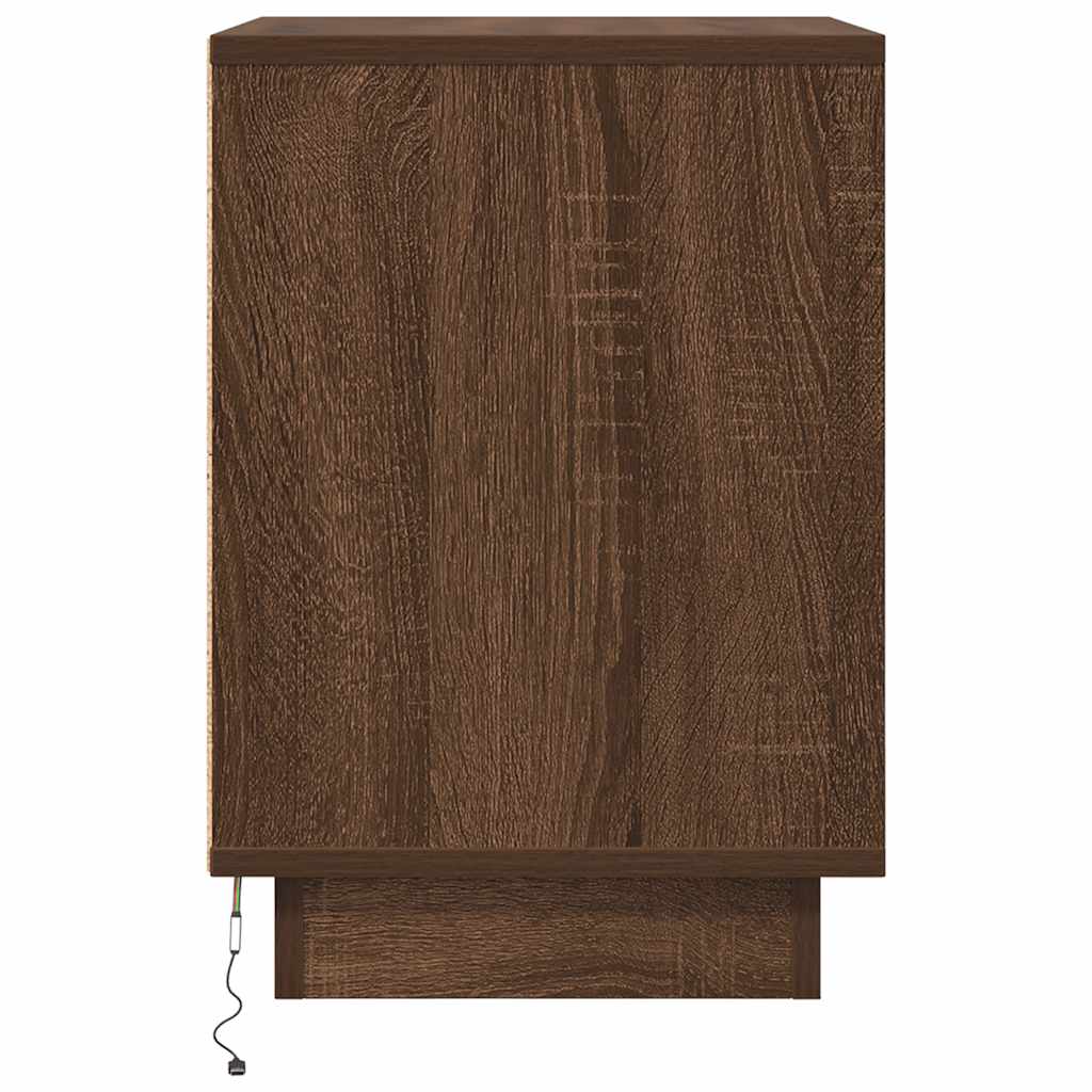 Table de chevet avec lumières LED chêne marron 38x34x50 cm Tables de chevet vidaXL