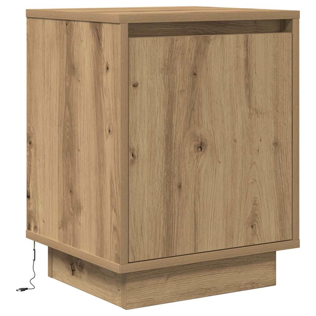 Armoire de chevet et lumières LED chêne artisanal 38x34x50 cm Tables de chevet vidaXL