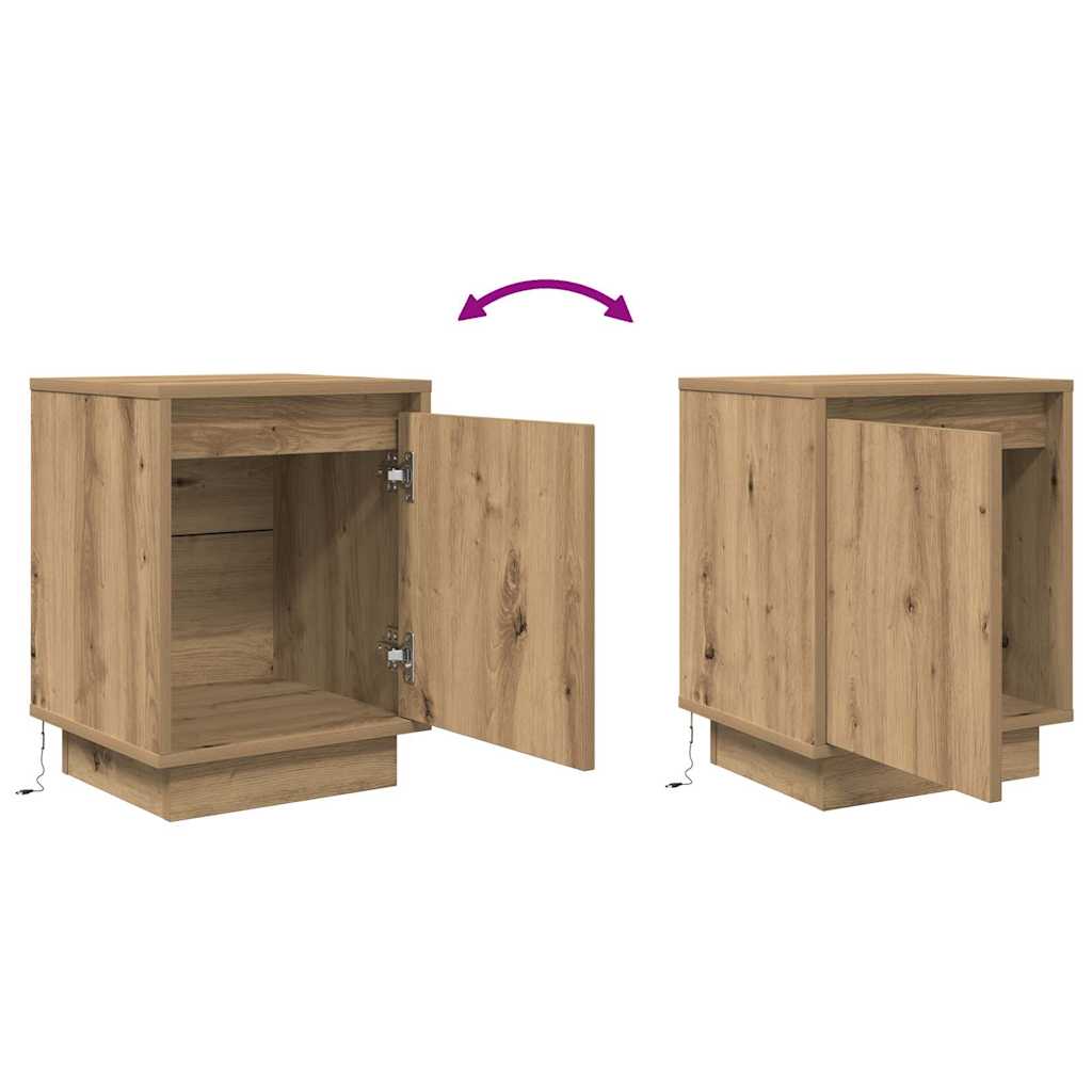 Armoire de chevet et lumières LED chêne artisanal 38x34x50 cm Tables de chevet vidaXL