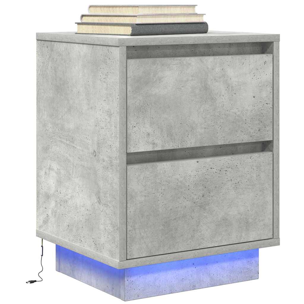 Table de chevet avec lumières LED gris béton 38x34x50 cm Tables de chevet vidaXL