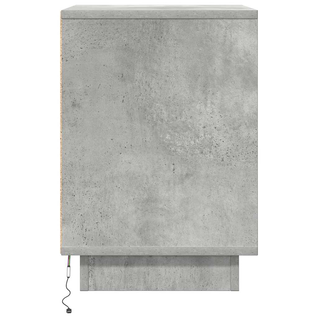 Tables de chevet avec lumières LED 2 pcs gris béton 38x34x50 cm Tables de chevet vidaXL