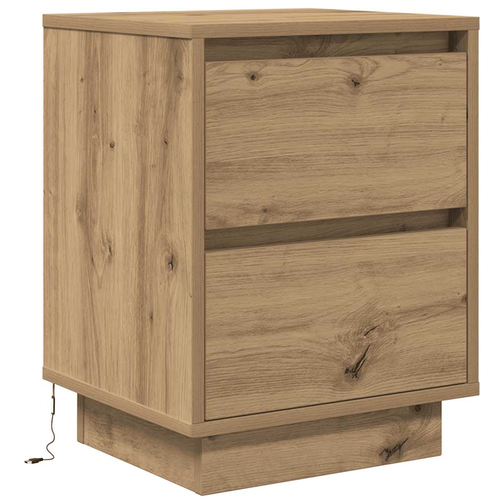 Armoire de chevet et lumières LED chêne artisanal 38x34x50 cm Tables de chevet vidaXL