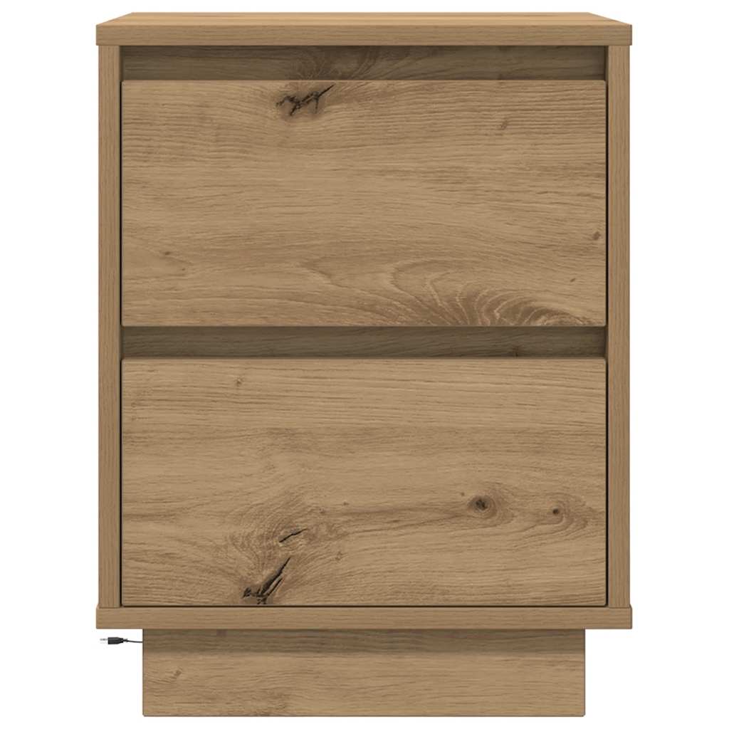 Armoire de chevet et lumières LED chêne artisanal 38x34x50 cm Tables de chevet vidaXL