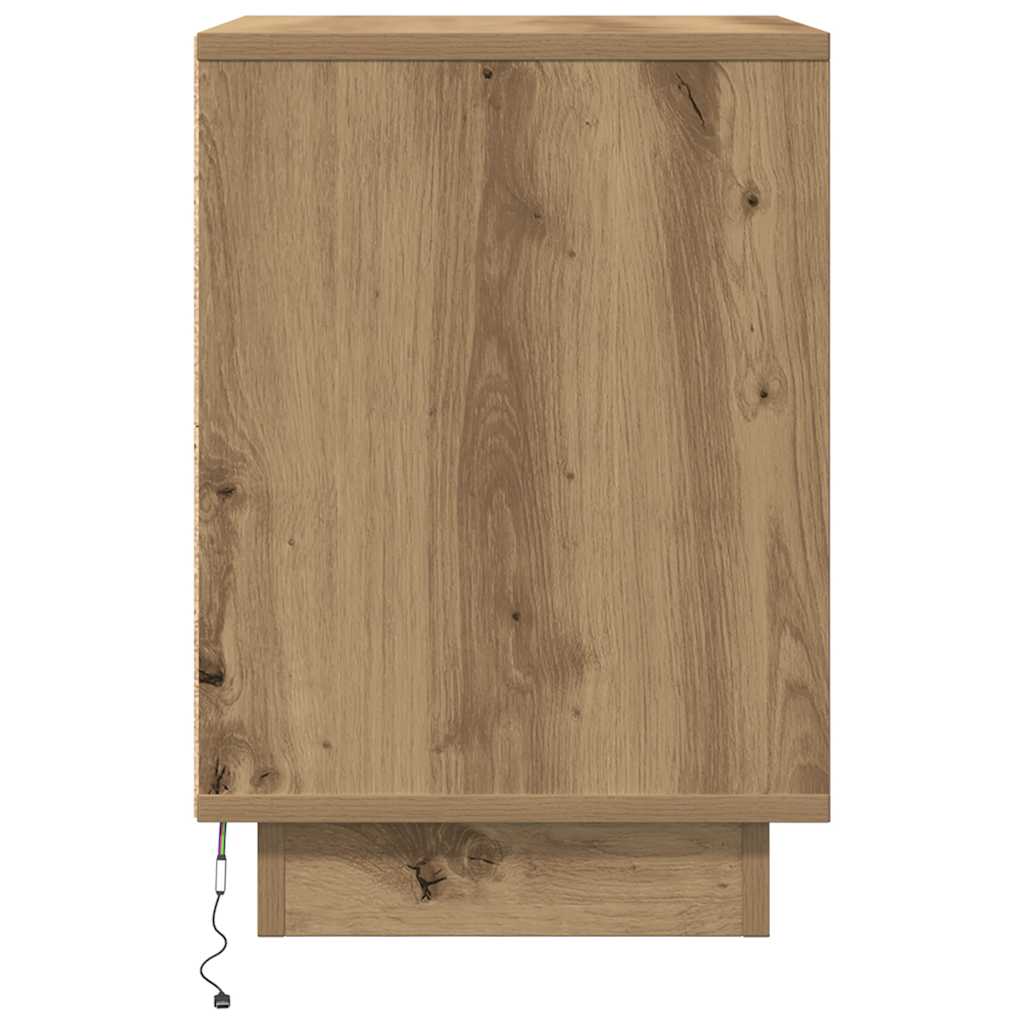 Armoire de chevet et lumières LED chêne artisanal 38x34x50 cm Tables de chevet vidaXL