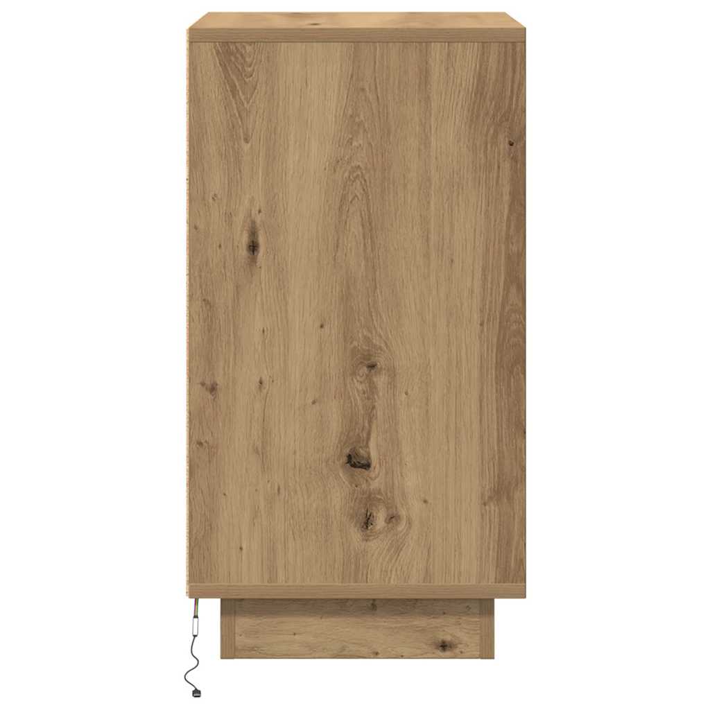 Armoire de chevet et lumières LED chêne artisanal 38x34x65 cm Tables de chevet vidaXL