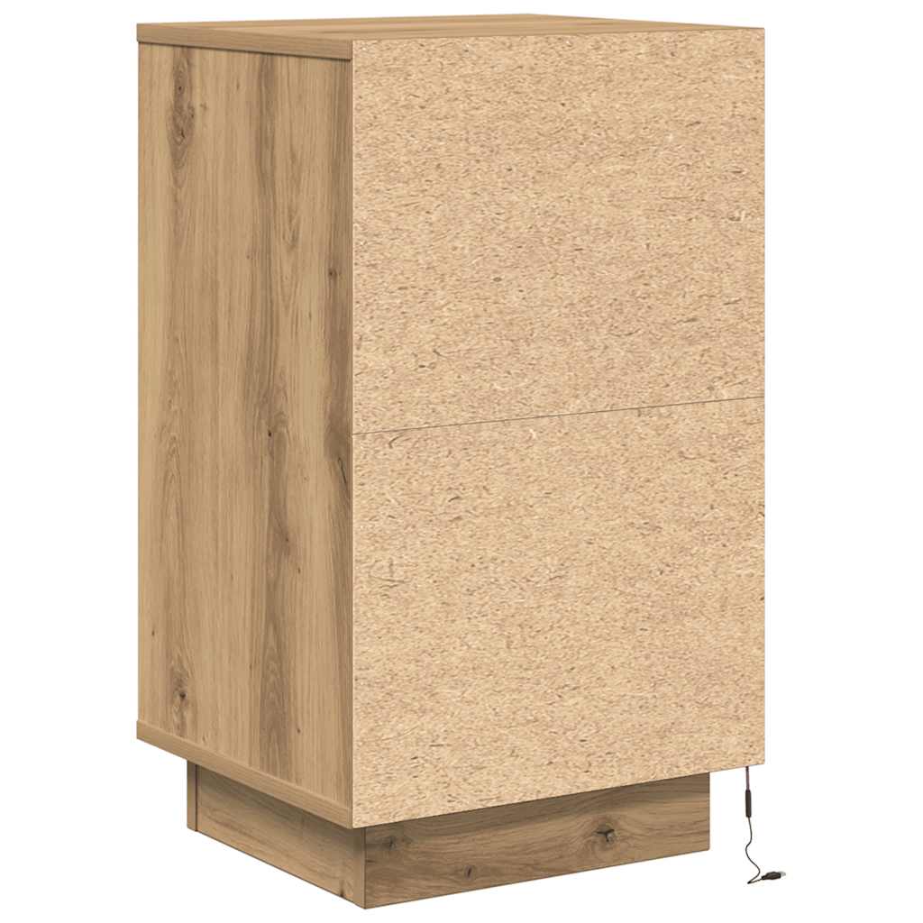 Armoire de chevet et lumières LED chêne artisanal 38x34x65 cm Tables de chevet vidaXL