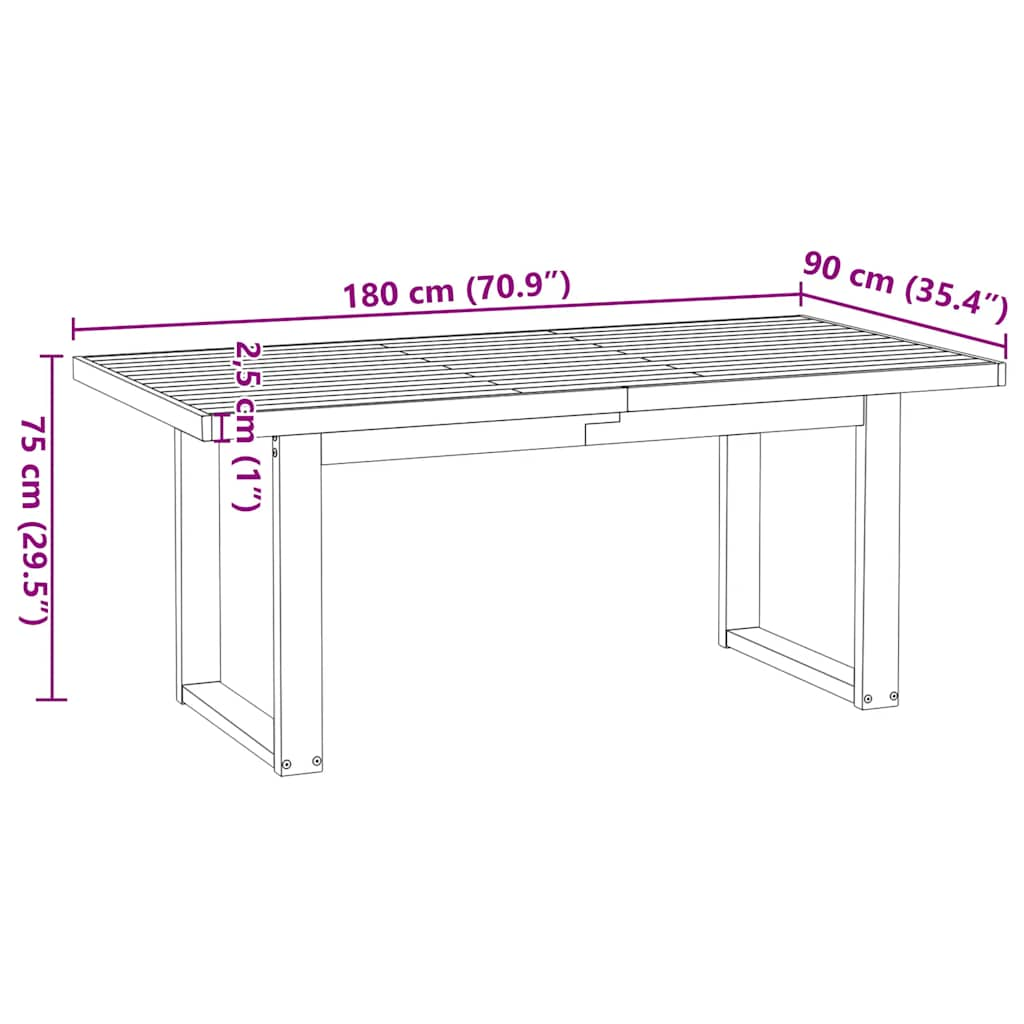 Table à manger NOAIN pieds en forme de U 180x90x75cm massif pin Tables à manger vidaXL