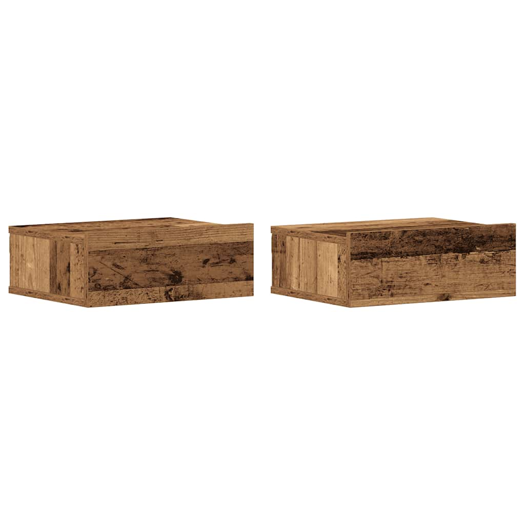 Tables de chevet flottantes 2 pcs vieux bois bois d'ingénierie Tables de chevet vidaXL