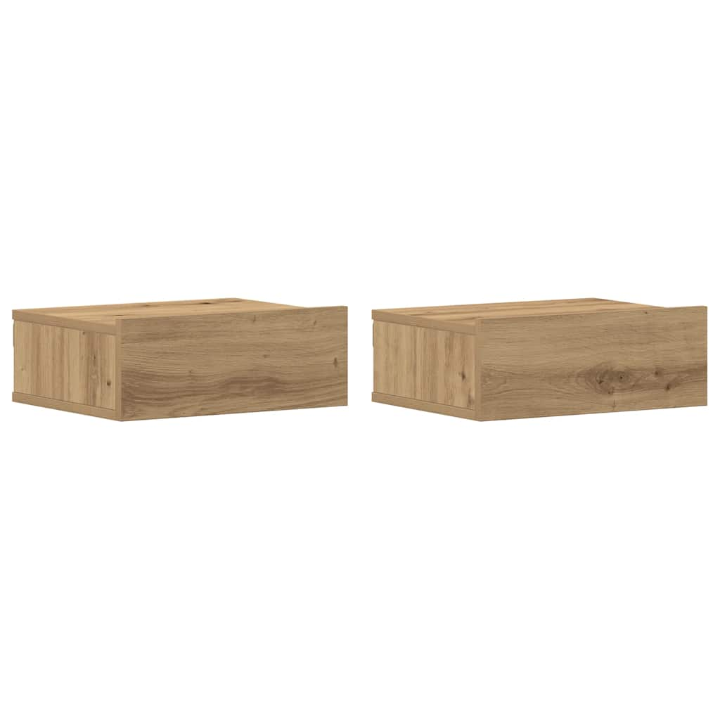 Tables de chevet flottantes 2 pcs chêne artisanal 40x32x15 cm Tables de chevet vidaXL