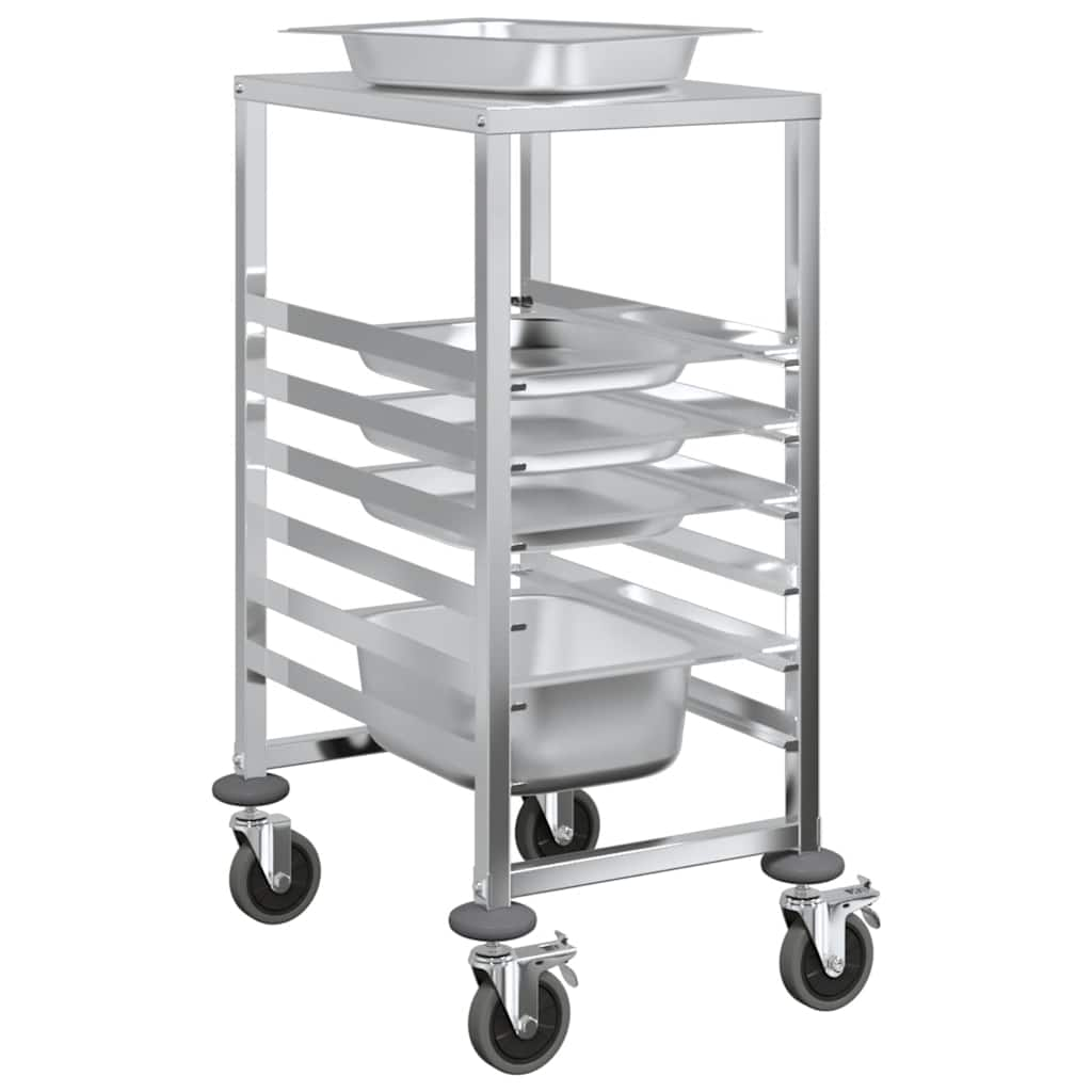 Chariot à plateaux 6 bacs GN 39x55x87 cm acier inoxydable Dessertes vidaXL