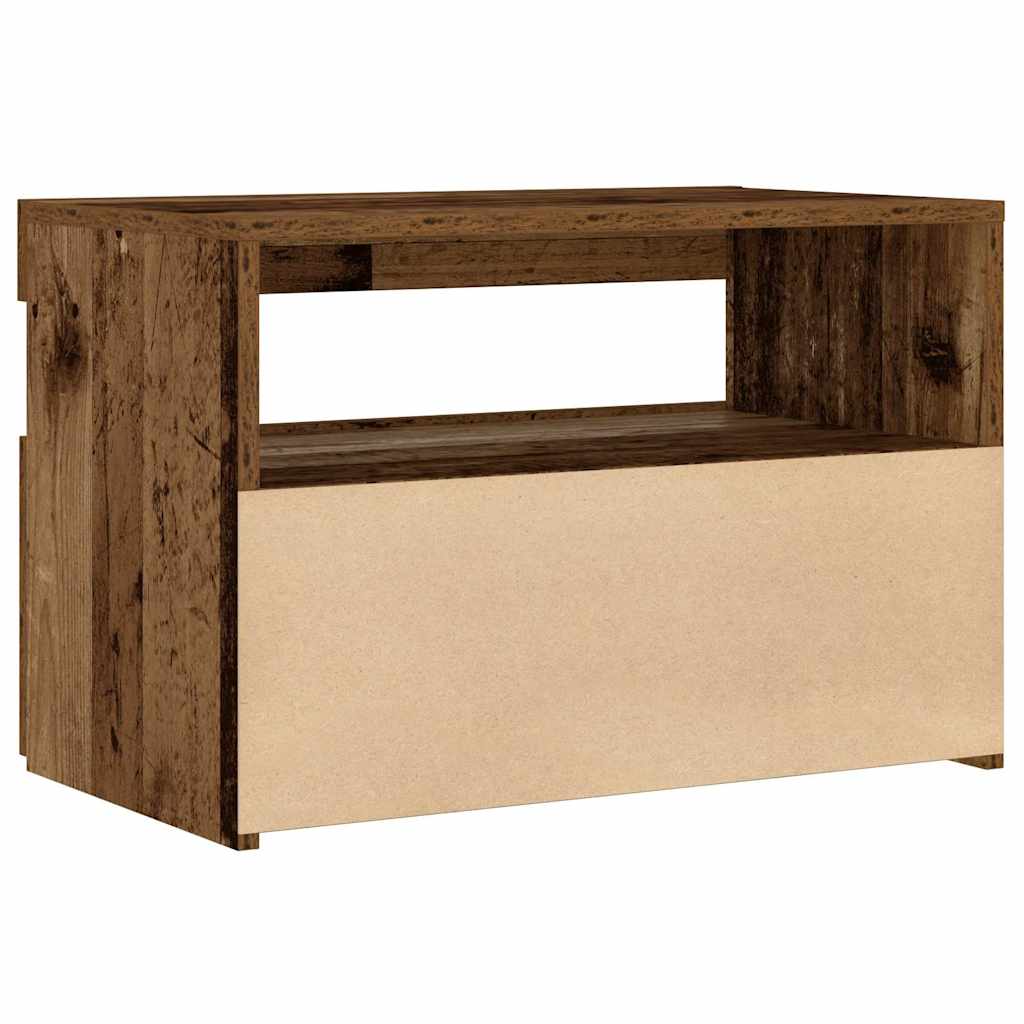 Table de chevet avec lumières LED vieux bois bois d'ingénierie Tables de chevet vidaXL