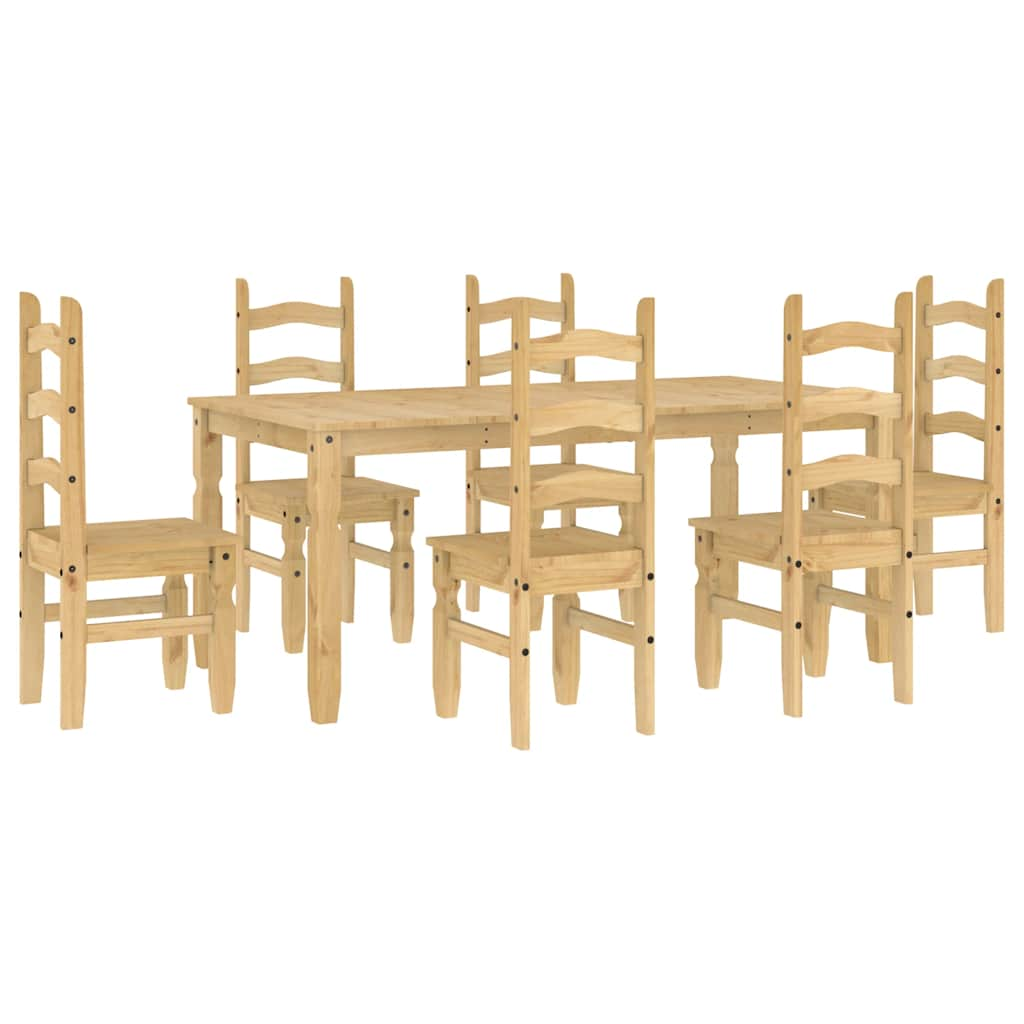 Ensemble à manger Panama 7 pcs bois de pin massif Meubles de salle à manger vidaXL