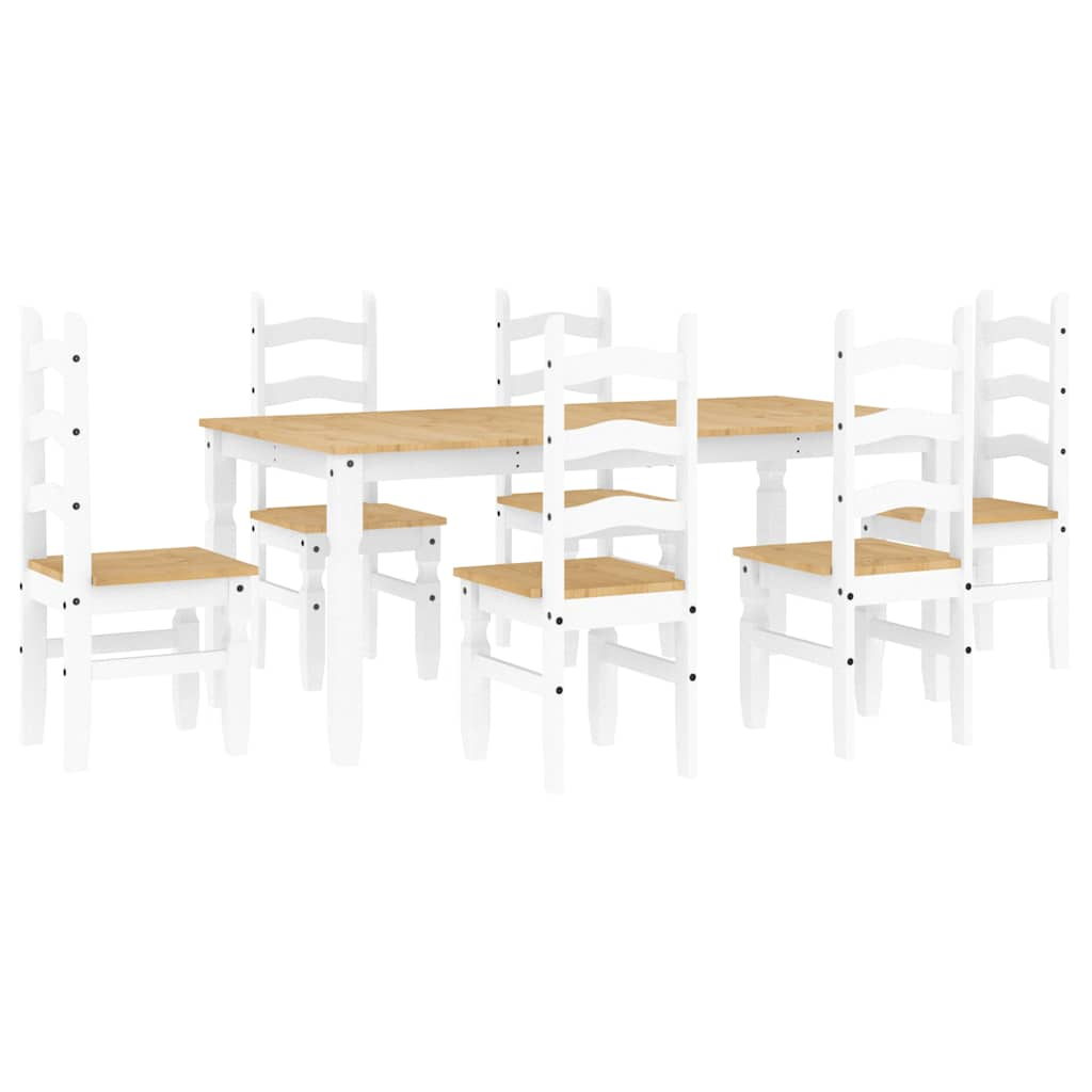 Ensemble à manger Panama 7 pcs blanc bois de pin massif Meubles de salle à manger vidaXL