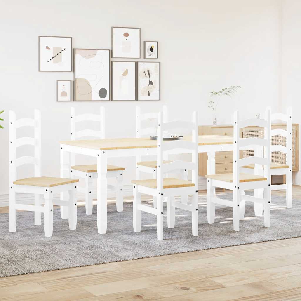 Ensemble à manger Panama 7 pcs blanc bois de pin massif Meubles de salle à manger vidaXL