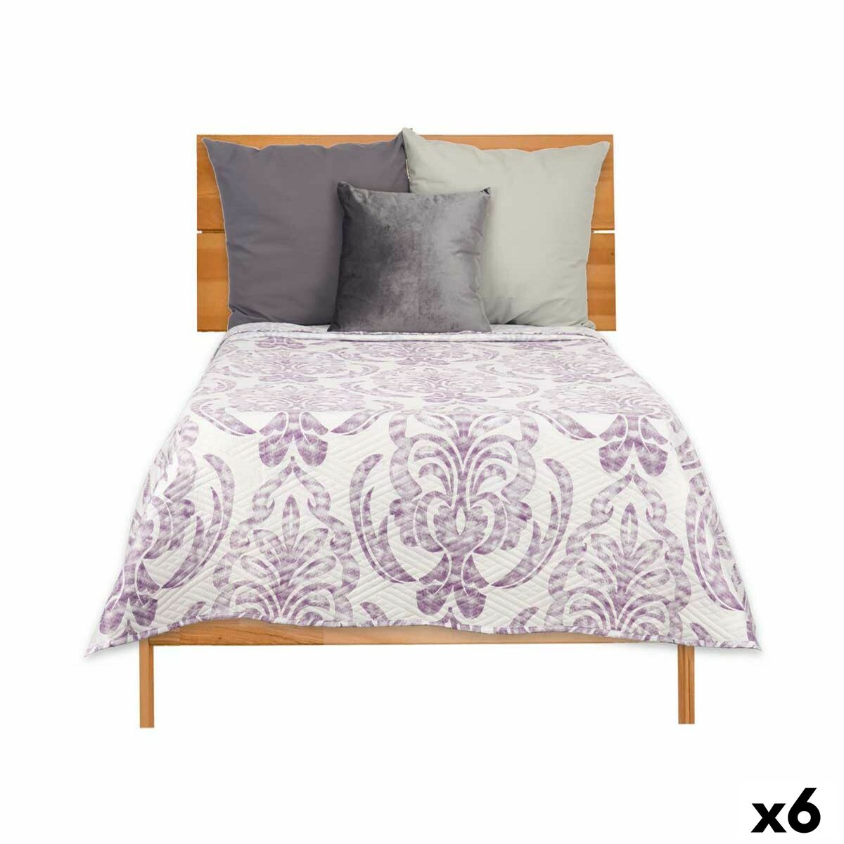 Reversible Bedspread 240 x 260 cm White Purple (6 Units)