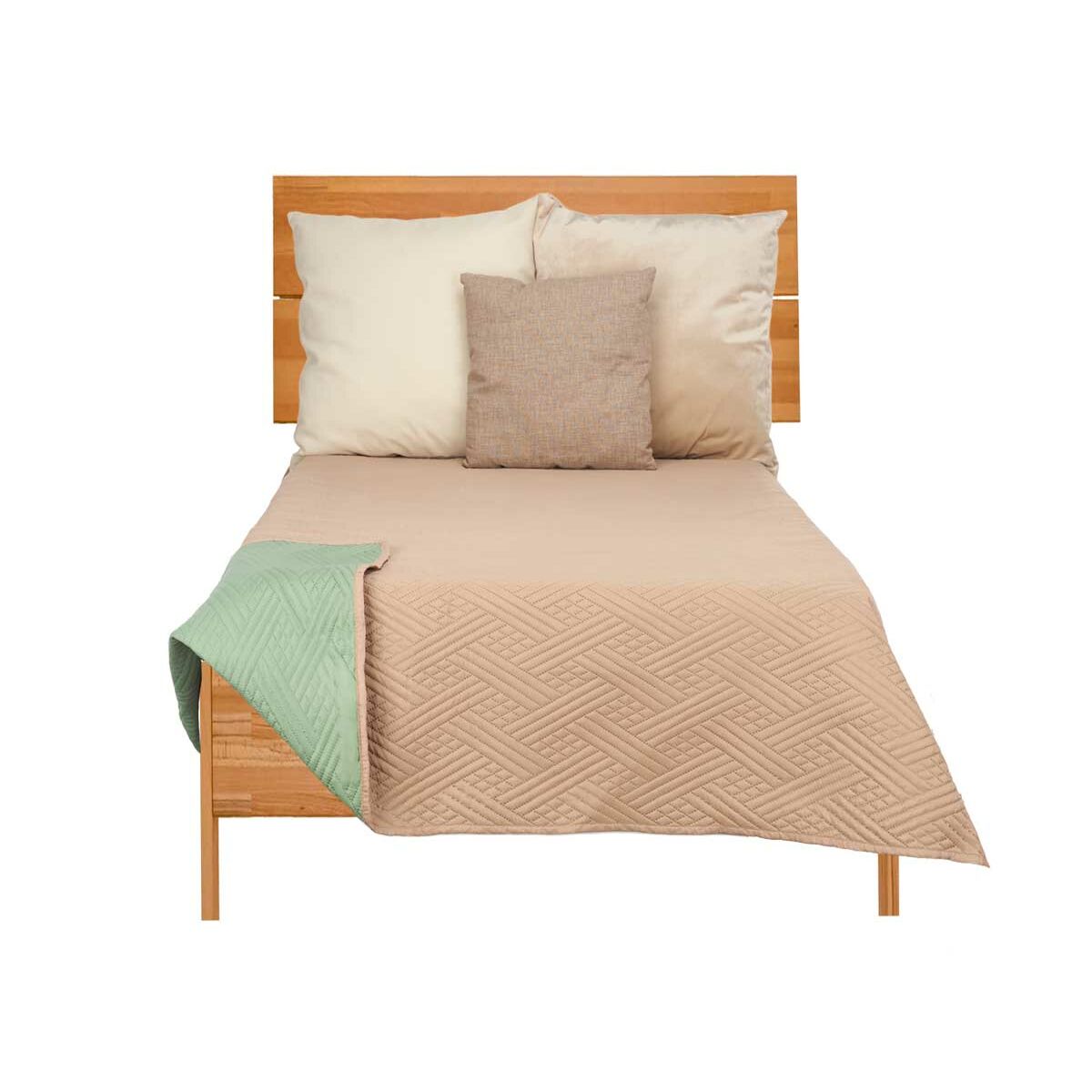 Reversible Bedspread 240 x 260 cm Green Beige (6 Units)