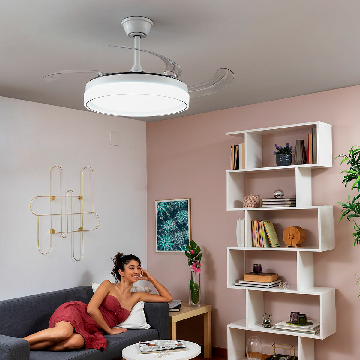 Ventola a soffitto con luce a LED e 4 lame retribuibili Blalefan Innods White 72 W