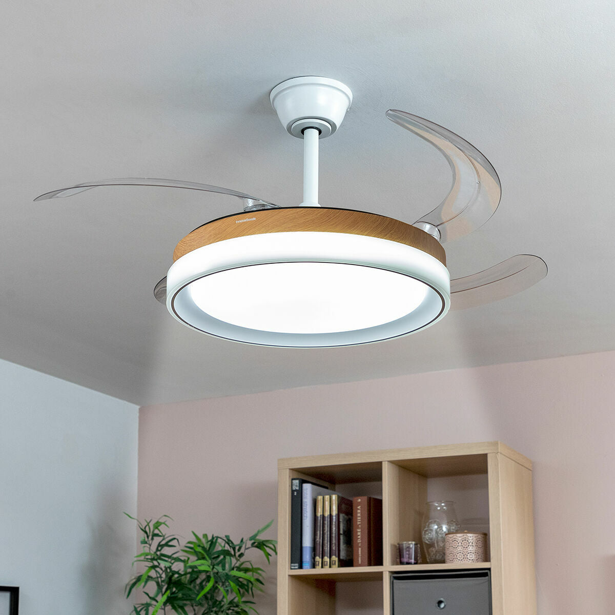 Ventola a soffitto con luce a LED e 4 lame retrattili Blalefan Innods Wood 72 W