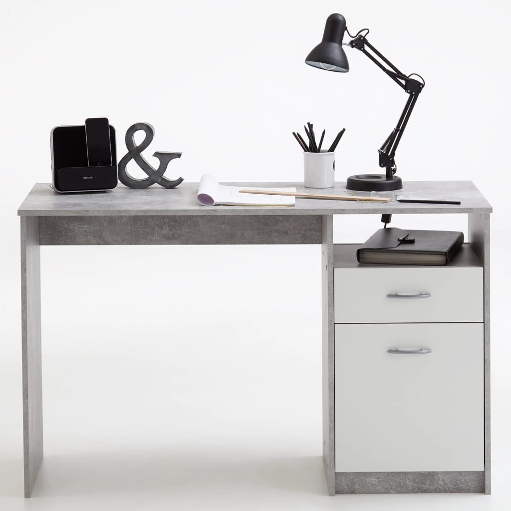 Office FMD con 1 cassetto 123 x 50 x 76,5 cm in cemento e bianco