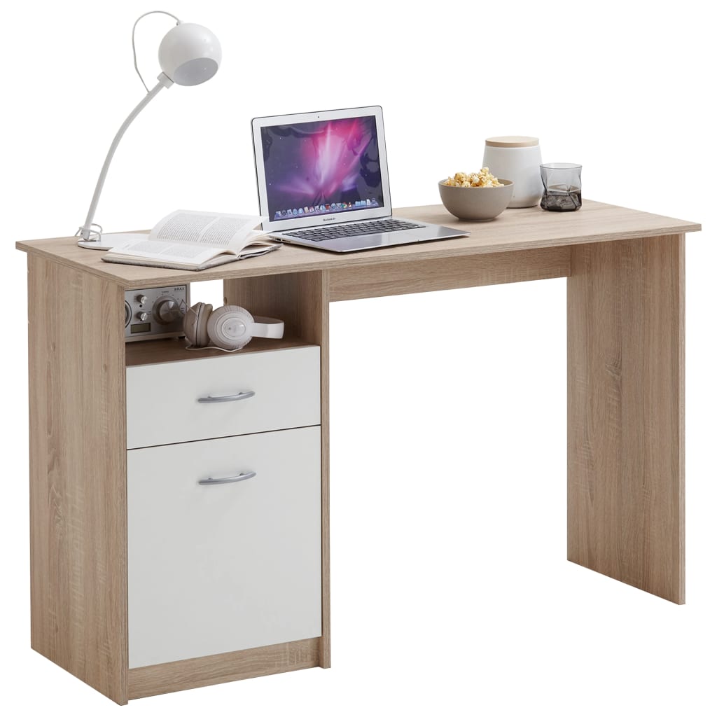 FMD Office with 1 drawer 123 x 50 x 76.5 cm Oak and white