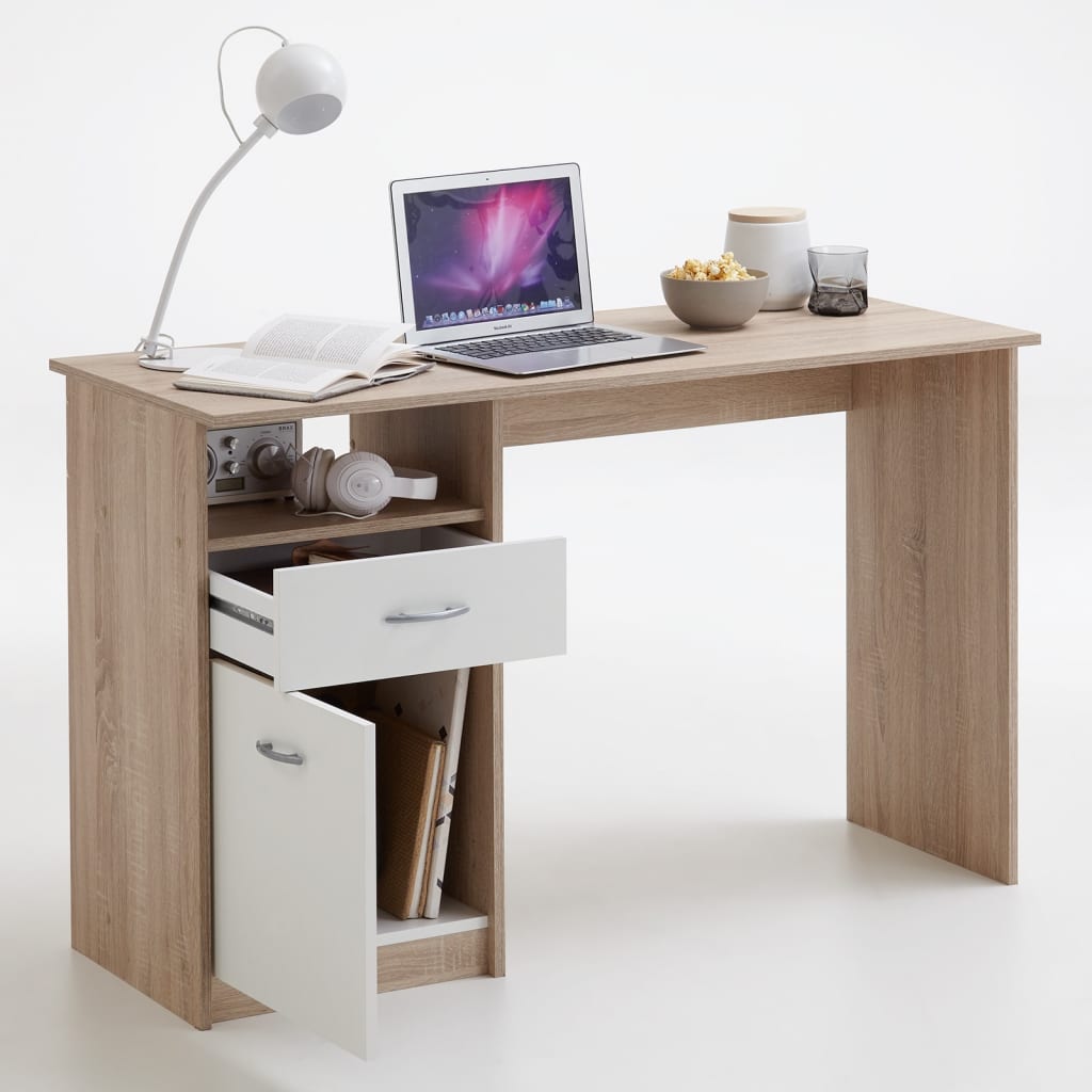 FMD Office with 1 drawer 123 x 50 x 76.5 cm Oak and white