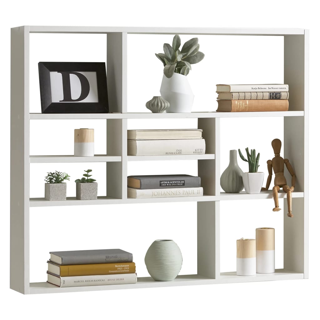 FMD Wall shelf with 9 white compartments