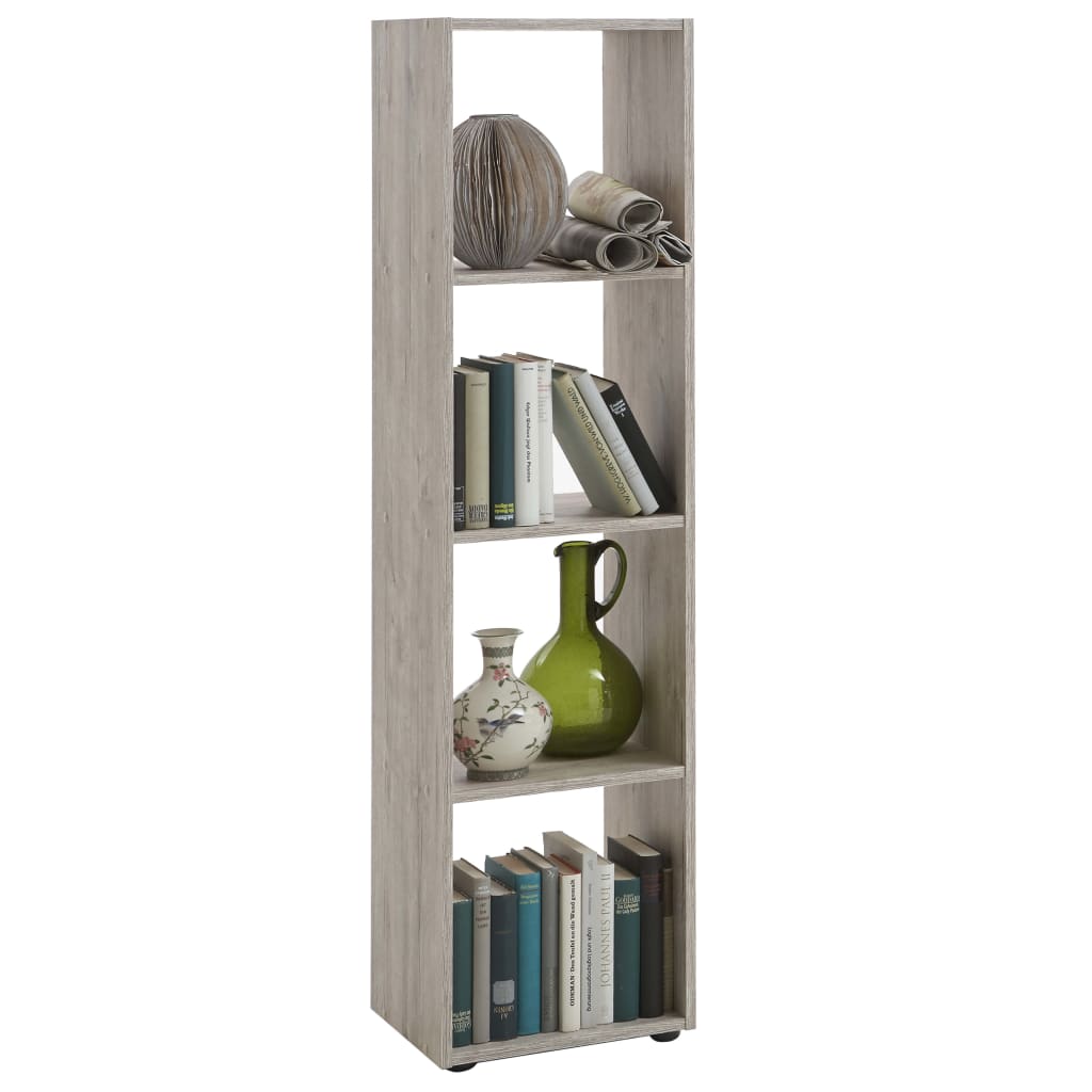 FMD standing shelf with 4 Sand oak color compartments