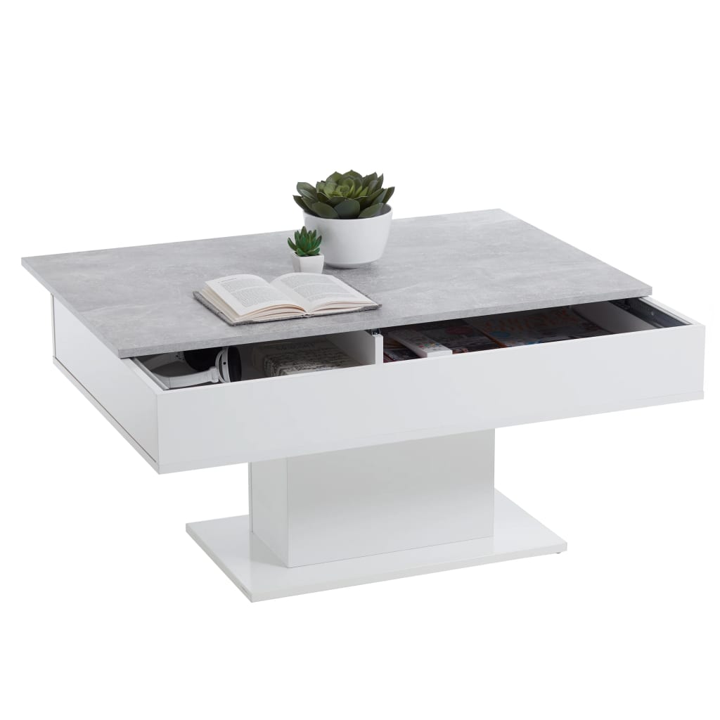 Tavolino FMD Grigio cemento e bianco
