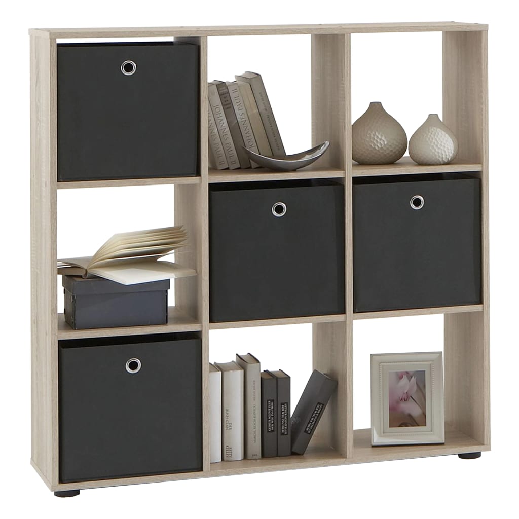 FMD standing shelf with 9 oak compartments