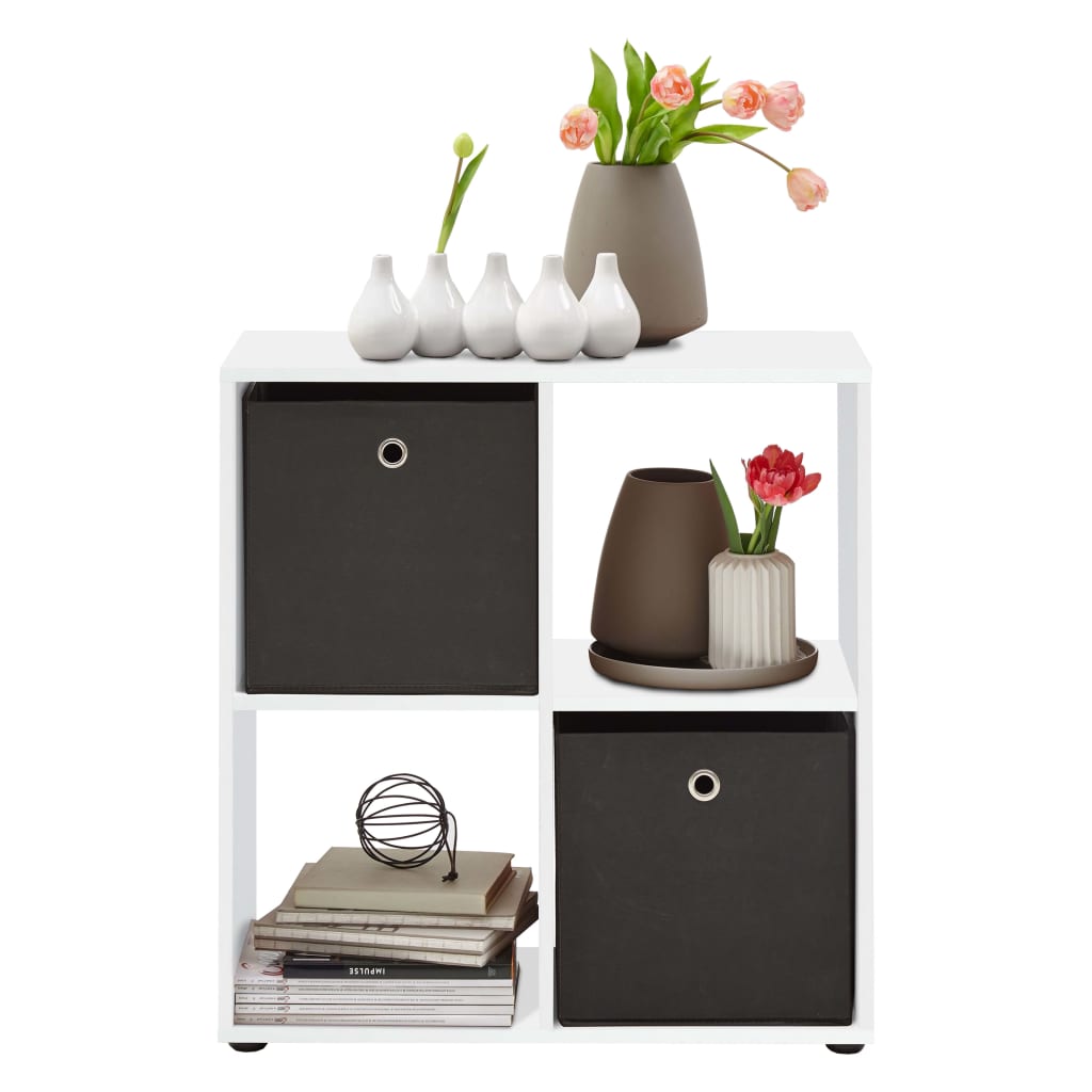 FMD standing shelf with 4 white compartments